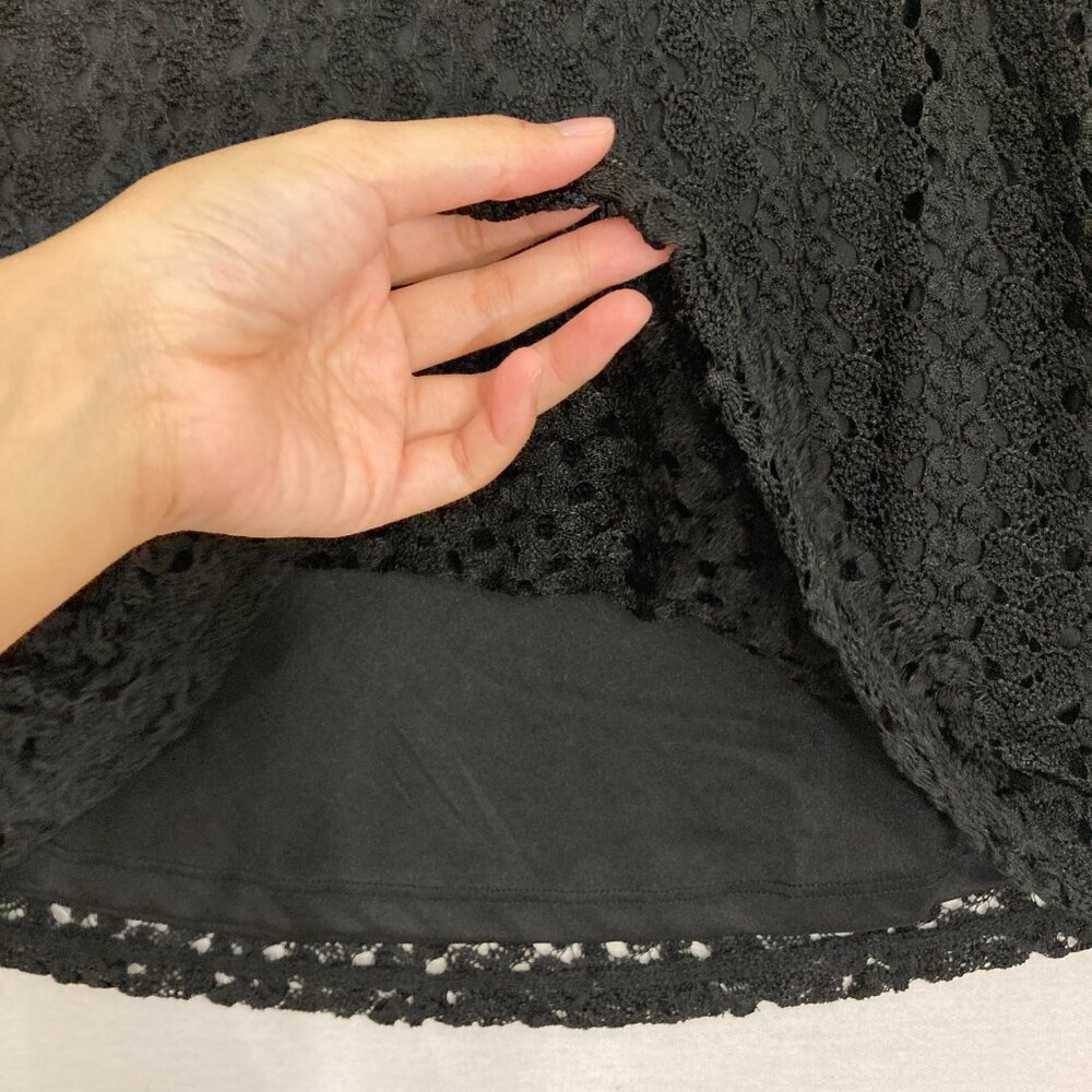 New JM Collection Black Lace Crew Neck Stretch 3/4 Sleeve Pullover Blouse Medium - Picture 5 of 11